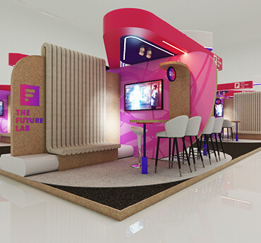 Immersive exhibition booth with lighting