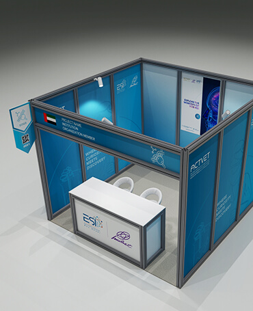 Stage with dynamic lighting and branding